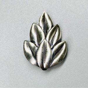 Vintage Sterling Silver Napier Fur Clip Pin Leaf Motif
